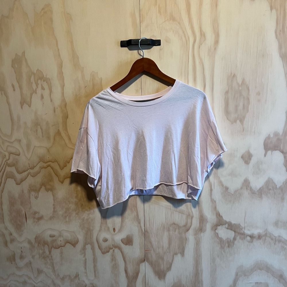 ALO Yoga Copped Short Sleeve Top Tee T-shirt M Pale Pink